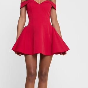 LEAU RAQUEL BABYDOLL CORSET MINI DRESS - RED L